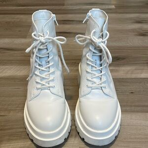 Steve Madden white platform combat boots